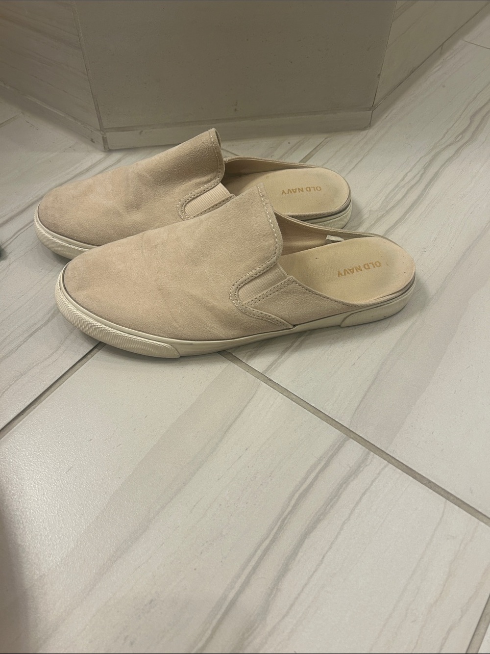 Old Navy Light Beige Slip-On Backless Sneakers